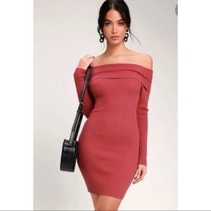 Lulu’s Sweater Off the Shoulder Mini Dress